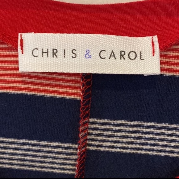Chris & Carol Striped Red White Navy Short Sleeve Casual Long Maxi Dress Size S - Picture 8 of 10